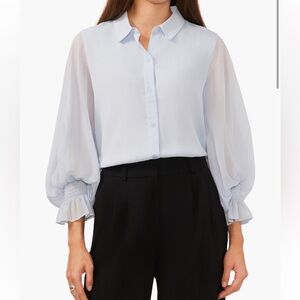 Halogen Women's Light Blue Button Down Shirt